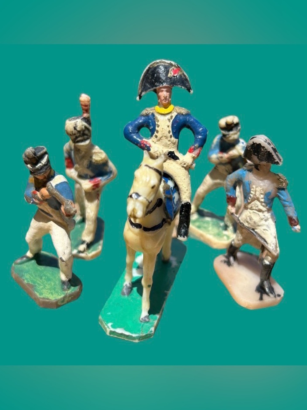 Vintage Poland Plastic Napoleonic Soldiers x5 Toy Figurines 6-7cm